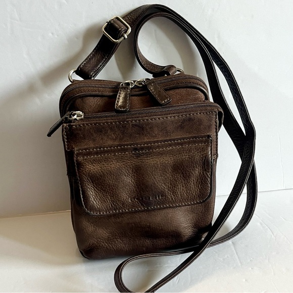 Fossil Handbags - Vintage FOSSIL Y2K brown leather organizer crossbody